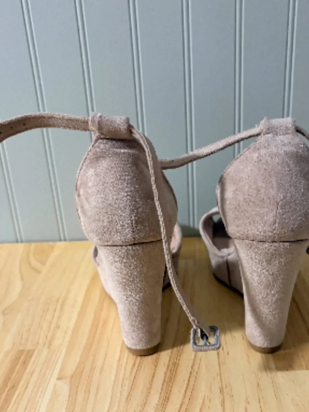 Suede Ankle Strap Wedge